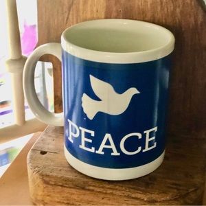 Dove Of Peace White And Blue Mug Great Condition Printed Both Sides
